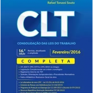 Direito Do Trabalho – Clt – 16° Decima Sexta Edição – 2016